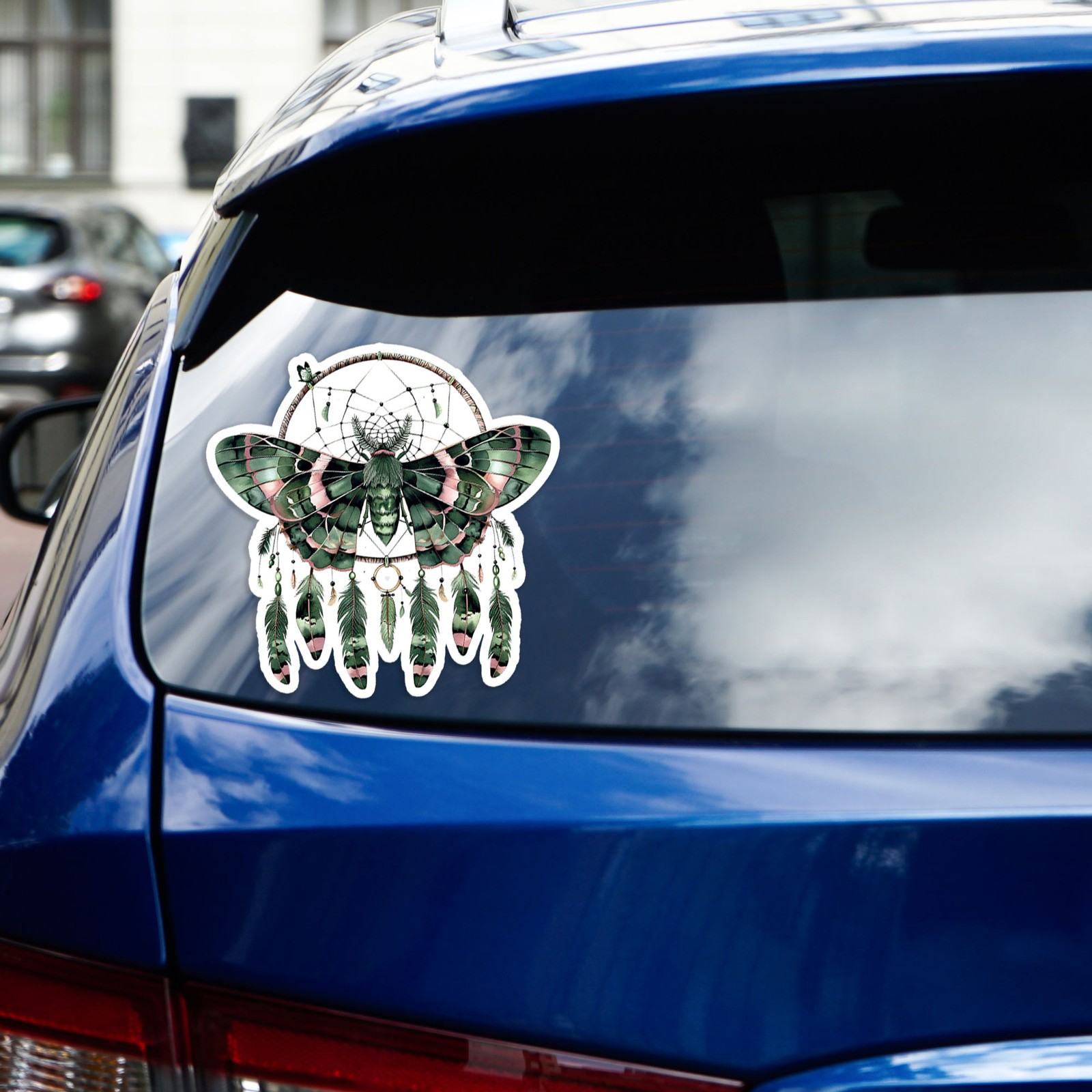 Moth With Dream Catcher – Vinyl Decal Sticker – Car Window Laptop – #1146