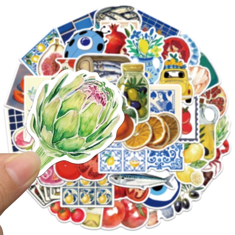 50 Sheets Mediterranean Tomato Sticker Decorative Sticker Stationery Sticker