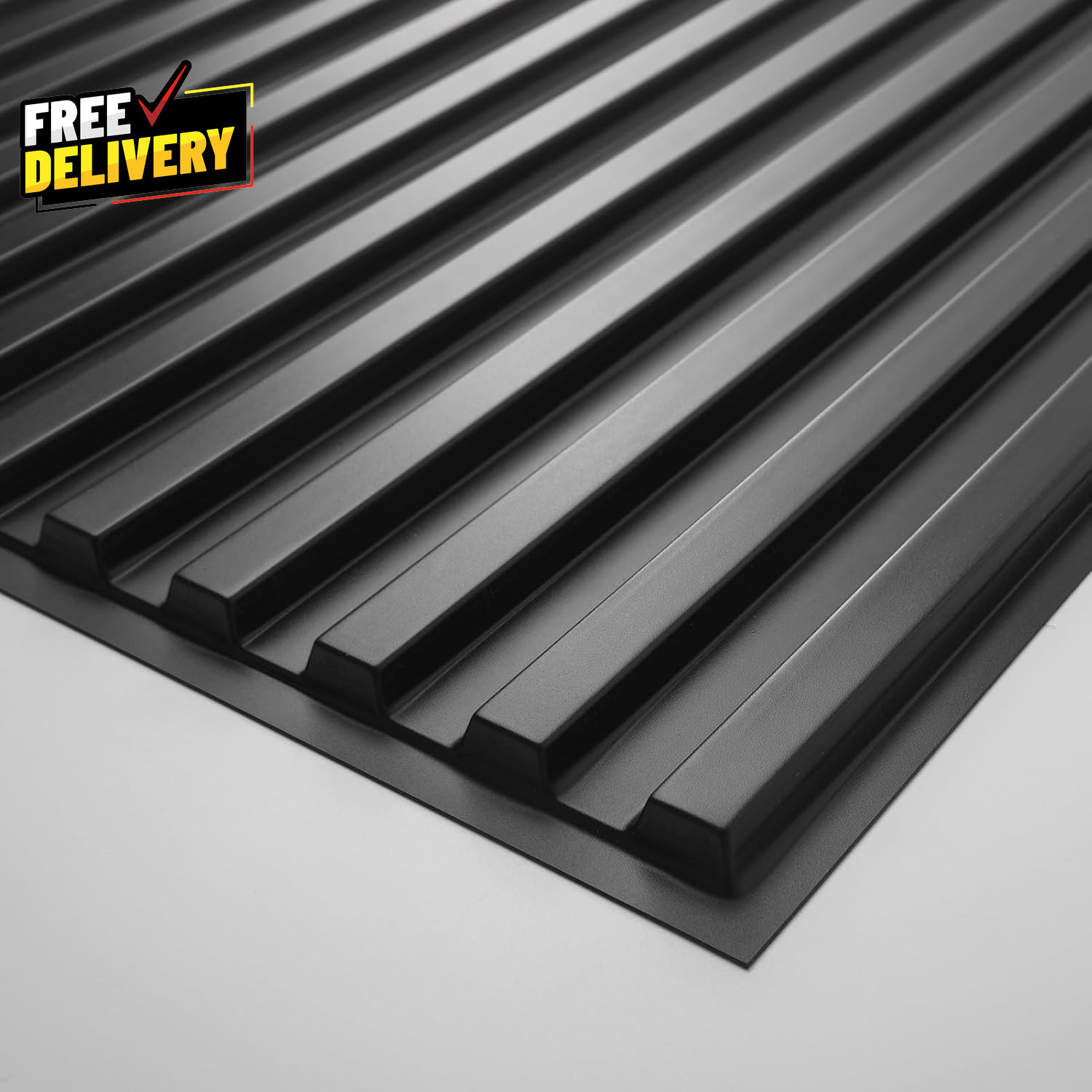 6 Pack 3D Slat Wall Panels 2x4ft PVC Decorative Ceiling Tiles Black