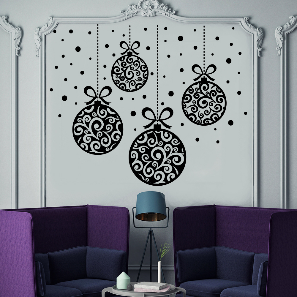 Christmas Wall Decal Ball Decal New Year Vinyl Holiday Sticker Home Decor MA317