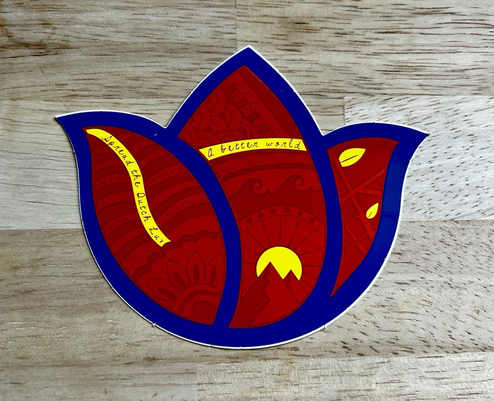 DUTCH Bros STICKER Old DESIGN Better WORLD Spread LUV Tulip HTF! NEW! Red YELLOW