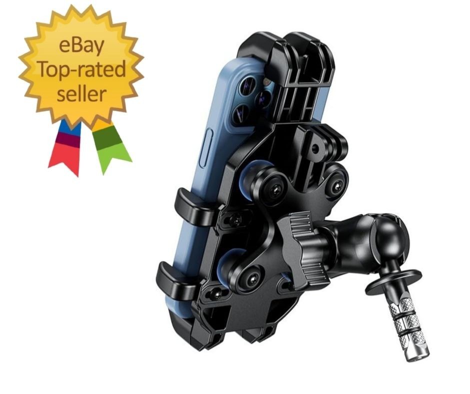 Motorcycle Fork Stem Phone Mount Holder with Vibration Dampener, Heavy Duty Cell