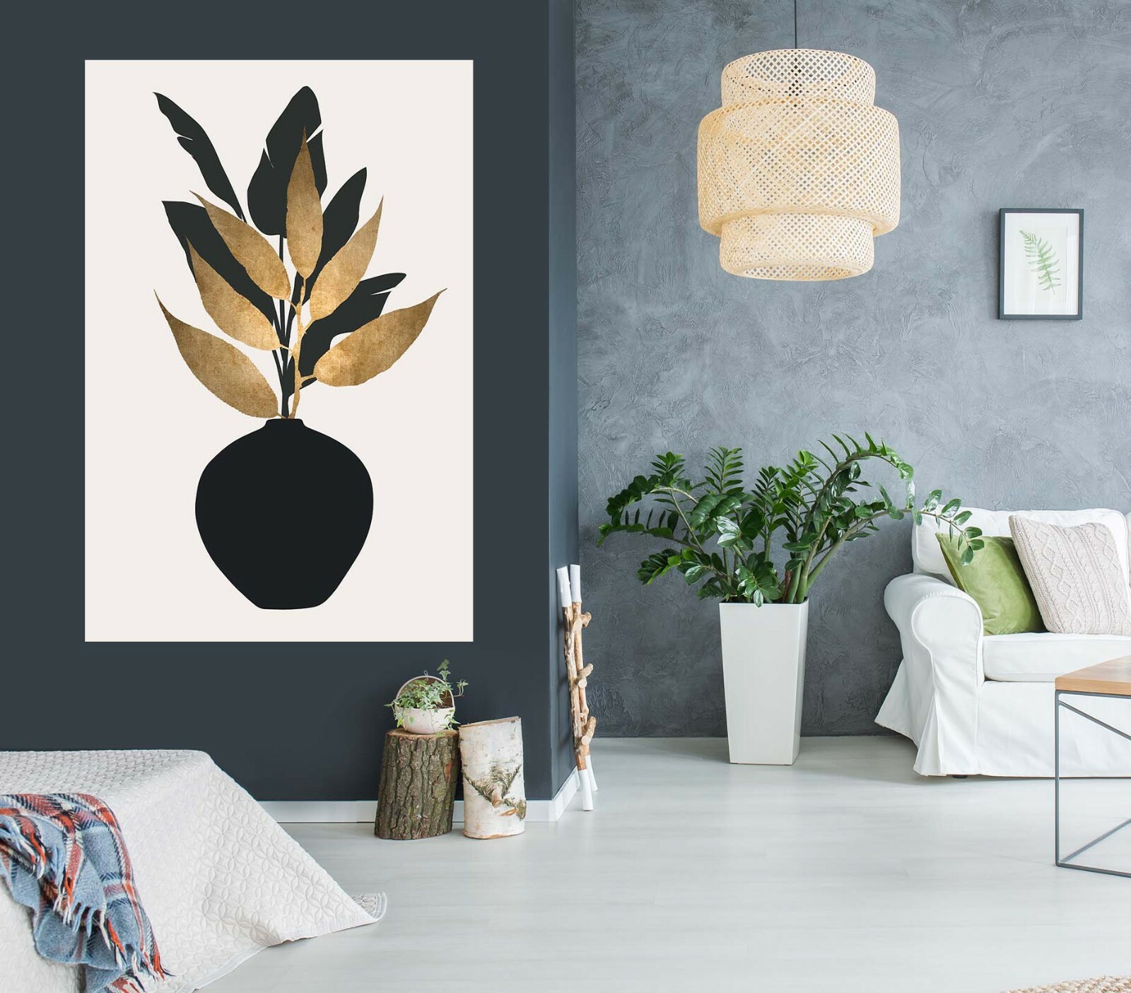 3D Leaf Vase ZHU219 Wall Stickers Wall Murals Wallpaper Boris Draschoff Amy
