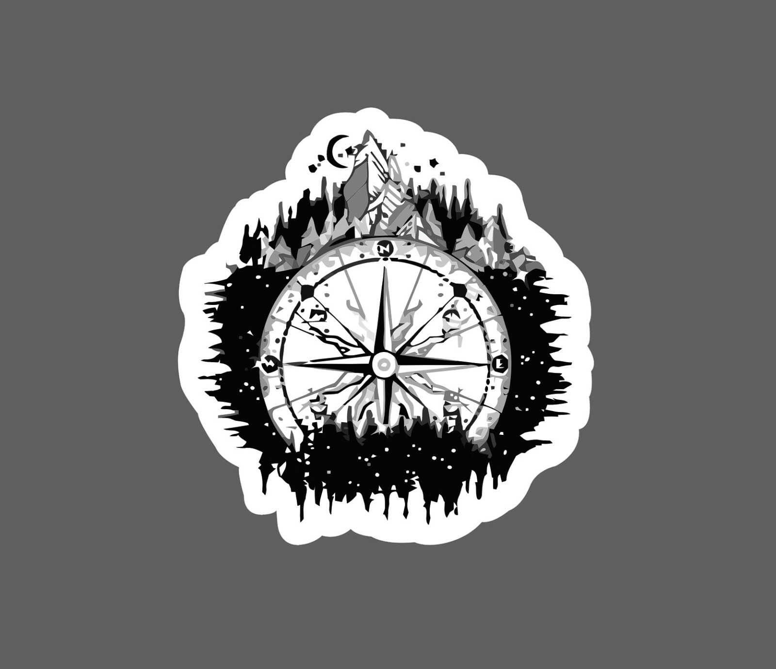 Mountain Compass Sticker Hike Waterproof – Buy Any 4 For $1.75 Each Storewide!