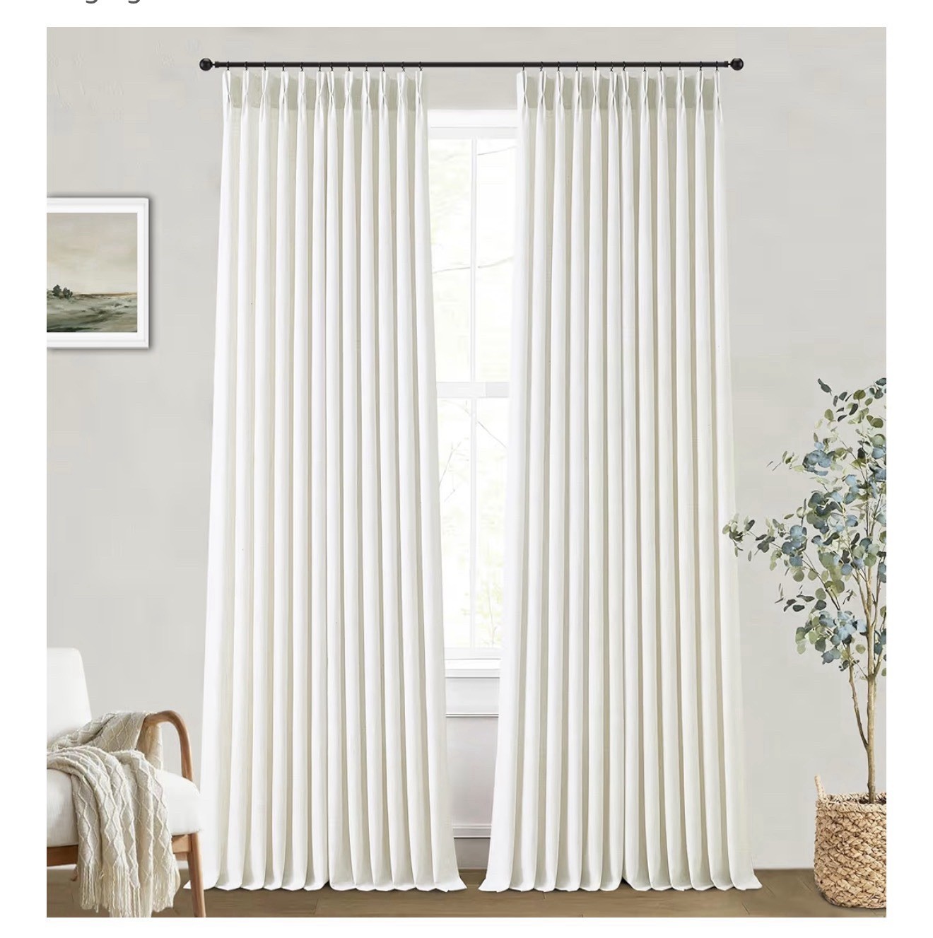 Linen Curtains 108 inch Length Custom Trained Pinch Pleat with Hooks