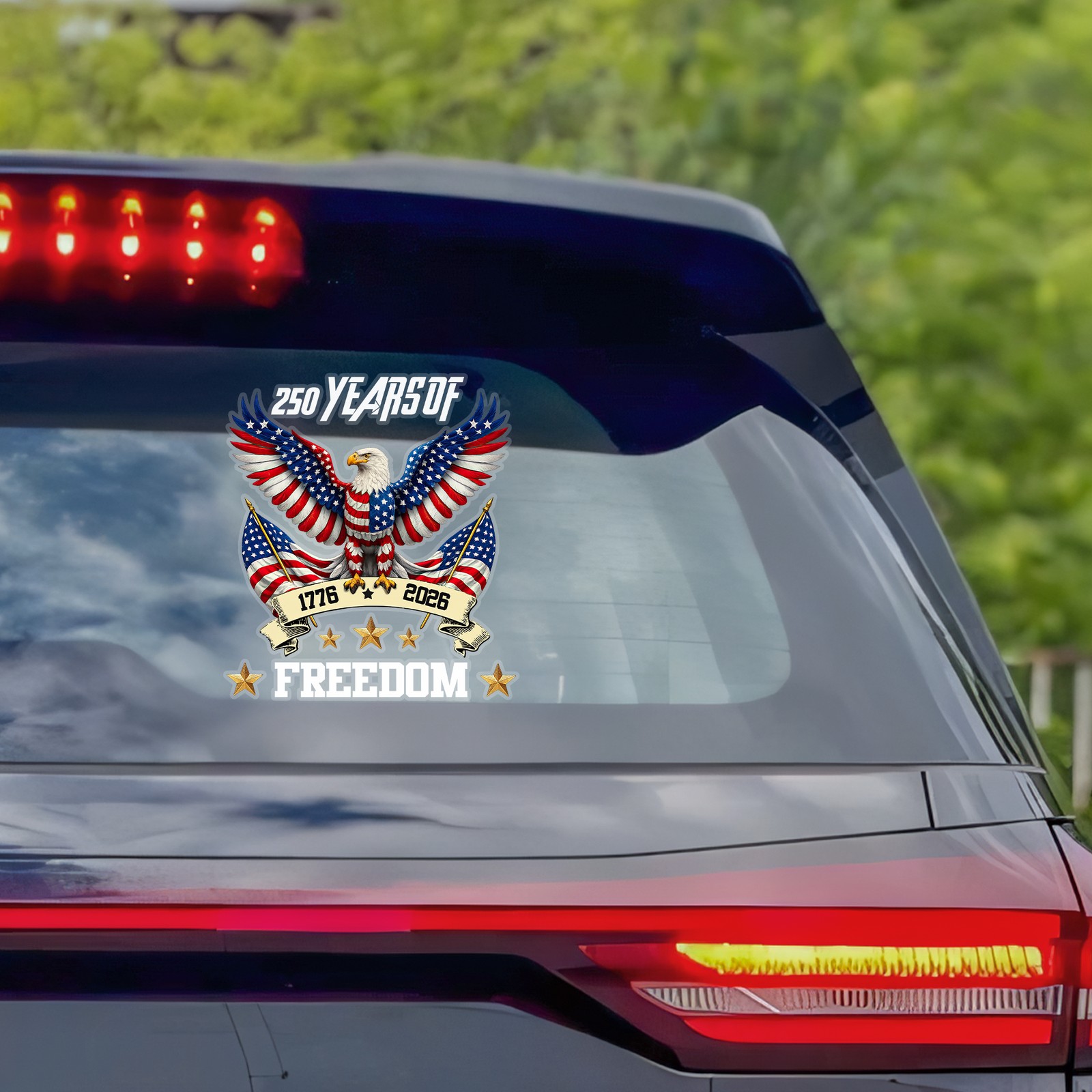 Patriotic Eagle American Flag 250 Years Of Freedom 4th Of July Sticker Decal