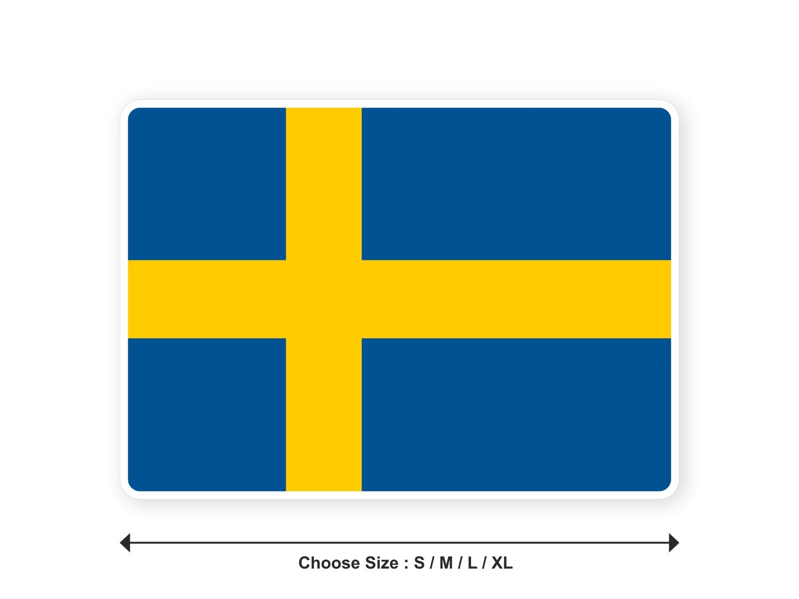 Sticker flag SWEDEN Swedish 3,9′′(S) -11′′(XL) decal white border