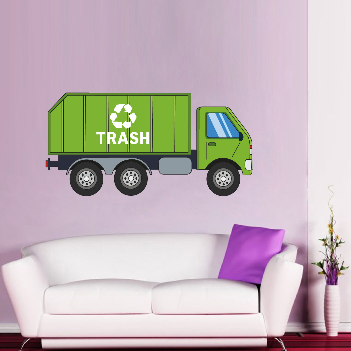 Garbage Truck Solid Waste Collection Vehicle Recycle Logo Vinyl Home Wall Decal