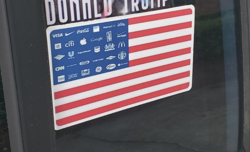 Oligarchy Vinyl Sticker Decal AMERIKA 🇺🇸 Corporate Dictatorship Flag 3×5