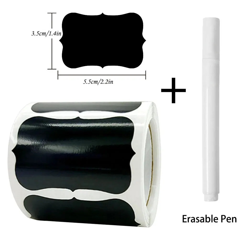 120Pcs/Roll 3 Styles Removable Blackboard Stickers with Erasable Pen Waterproof