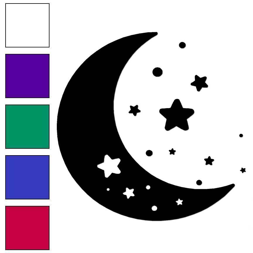 Stars And Moon, Vinyl Decal Sticker, Multiple Colors & Sizes #6474