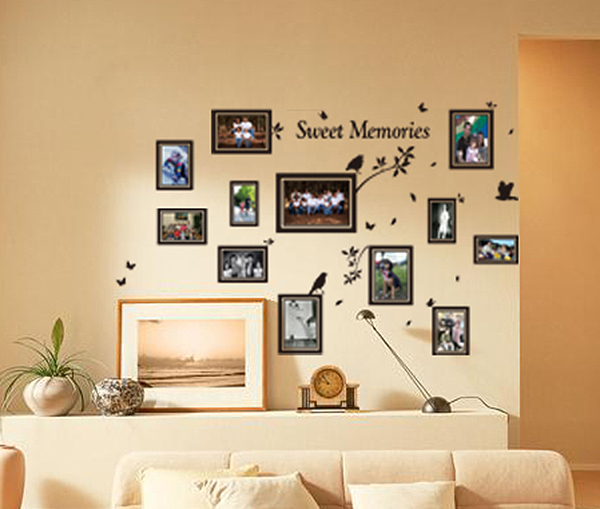 Multi Size Photo Frames with Birds, DIY Wall Art Vinyl Stickers- HIGH QUALITY
