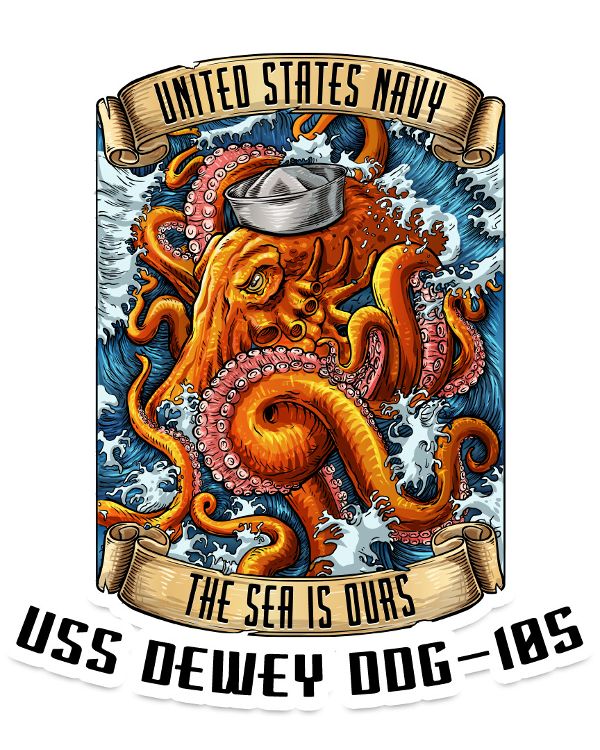 US Navy USS Dewey DDG-105 Warship Command USN Veteran Decal Sticker Truck