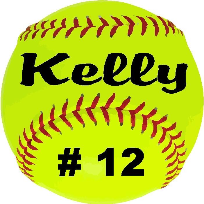 2 – Softball Decals Bumper Stickers 4.5″ Personalize Gifts Girls Boys Team Sport