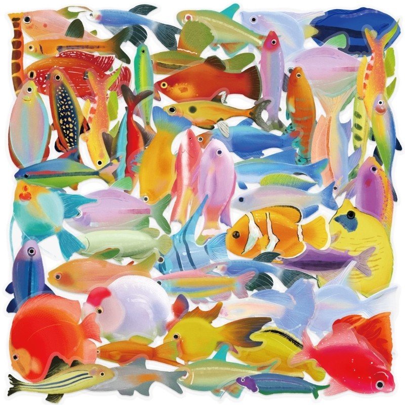 50 Sheets Reward Sticker Fish Sticker Decorative Sticker Ocean Sticker Decal