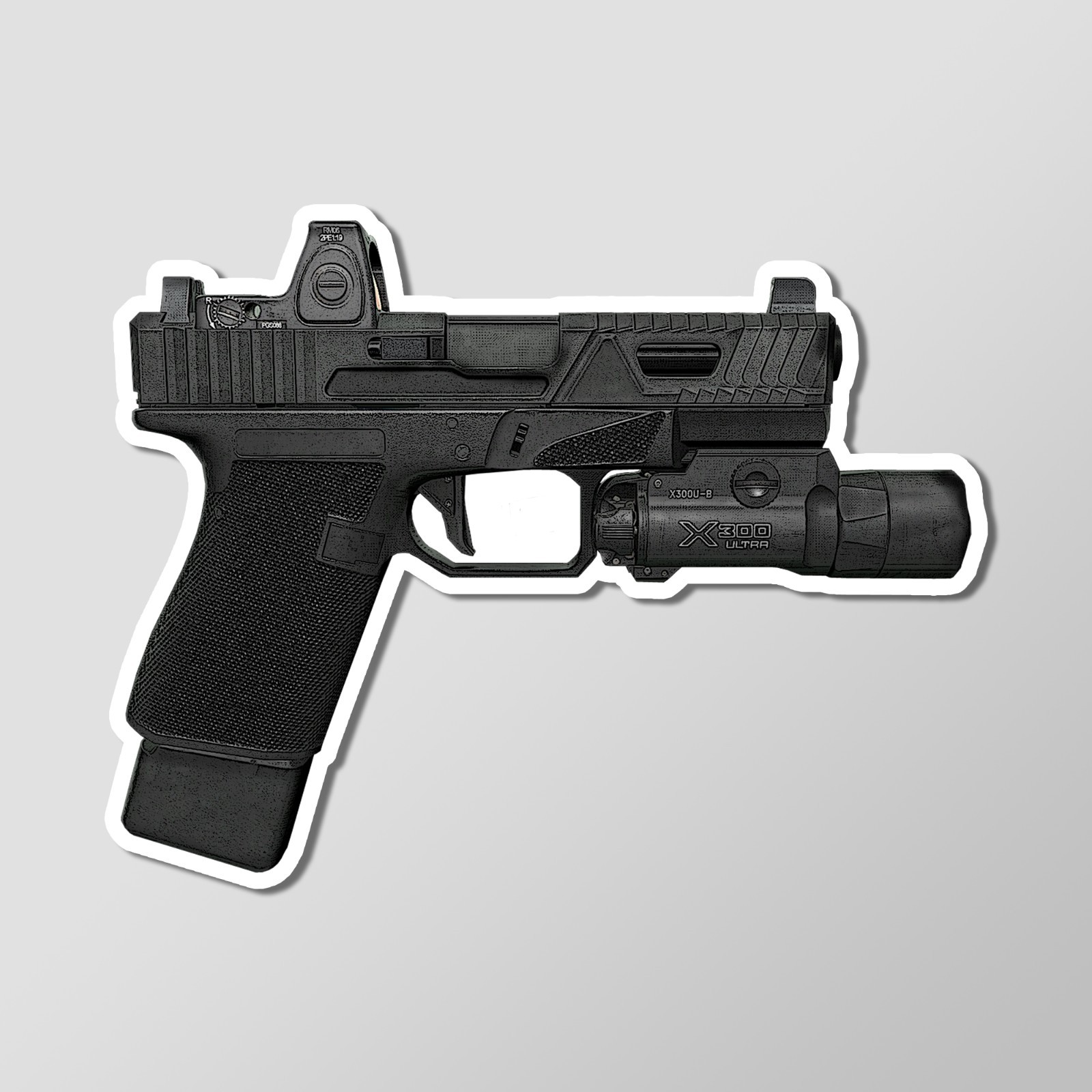 G19 Full Custom Pistol Gun Art – Laptop Sticker Vinyl 4″ Length