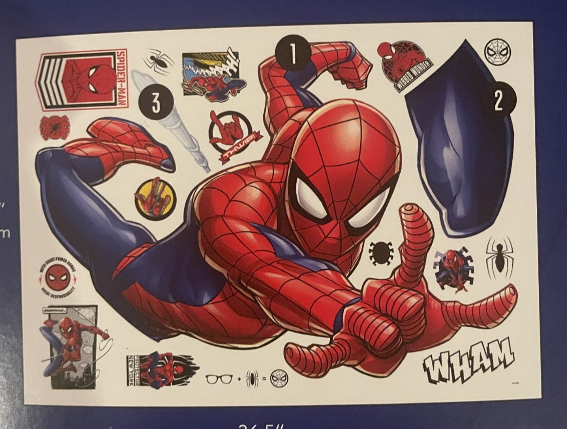 53” ULTIMATE SPIDERMAN Peel & Stick Giant Wall Decals XXL Marvel RMK5326BX Cool!