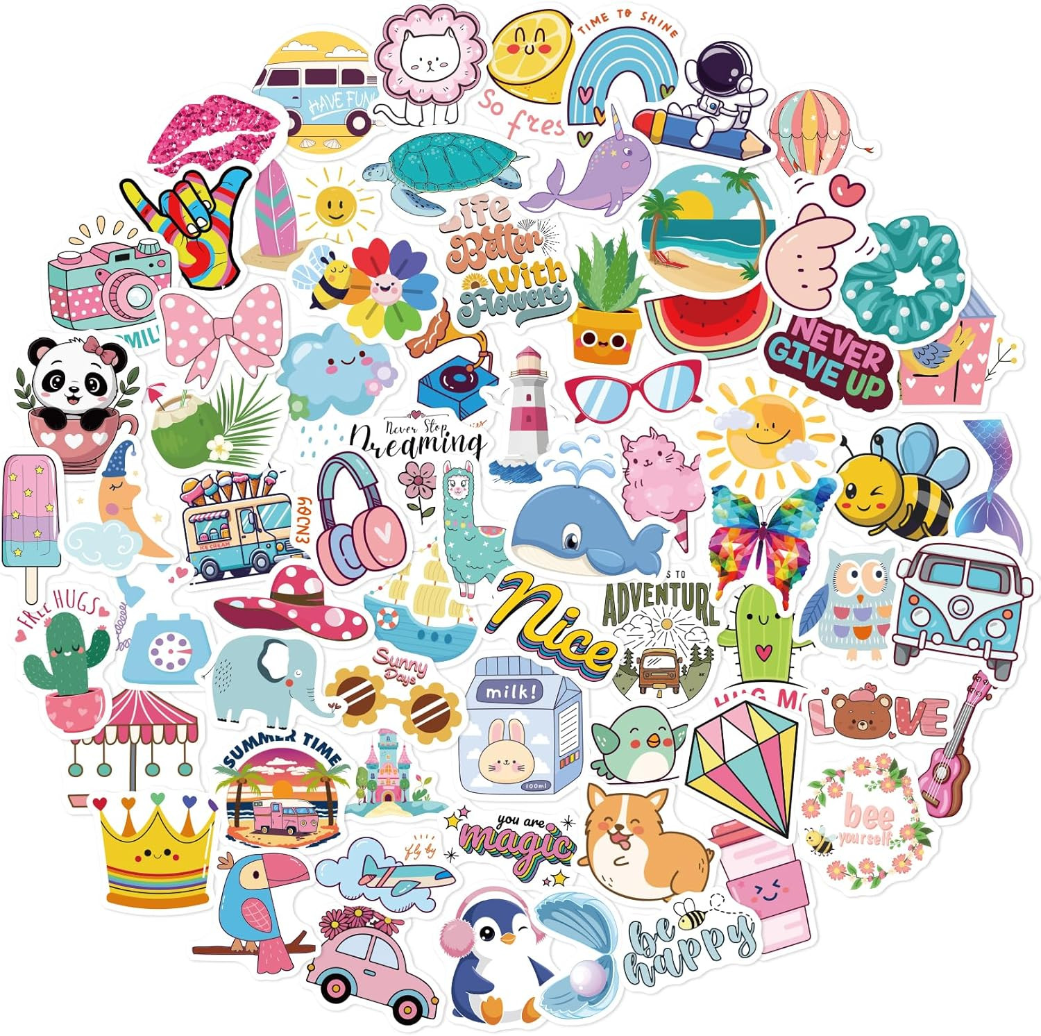 300 PCS Cute Stickers for Kids,Water Bottle Sticker Pack for Teens Girls Boys,Ka
