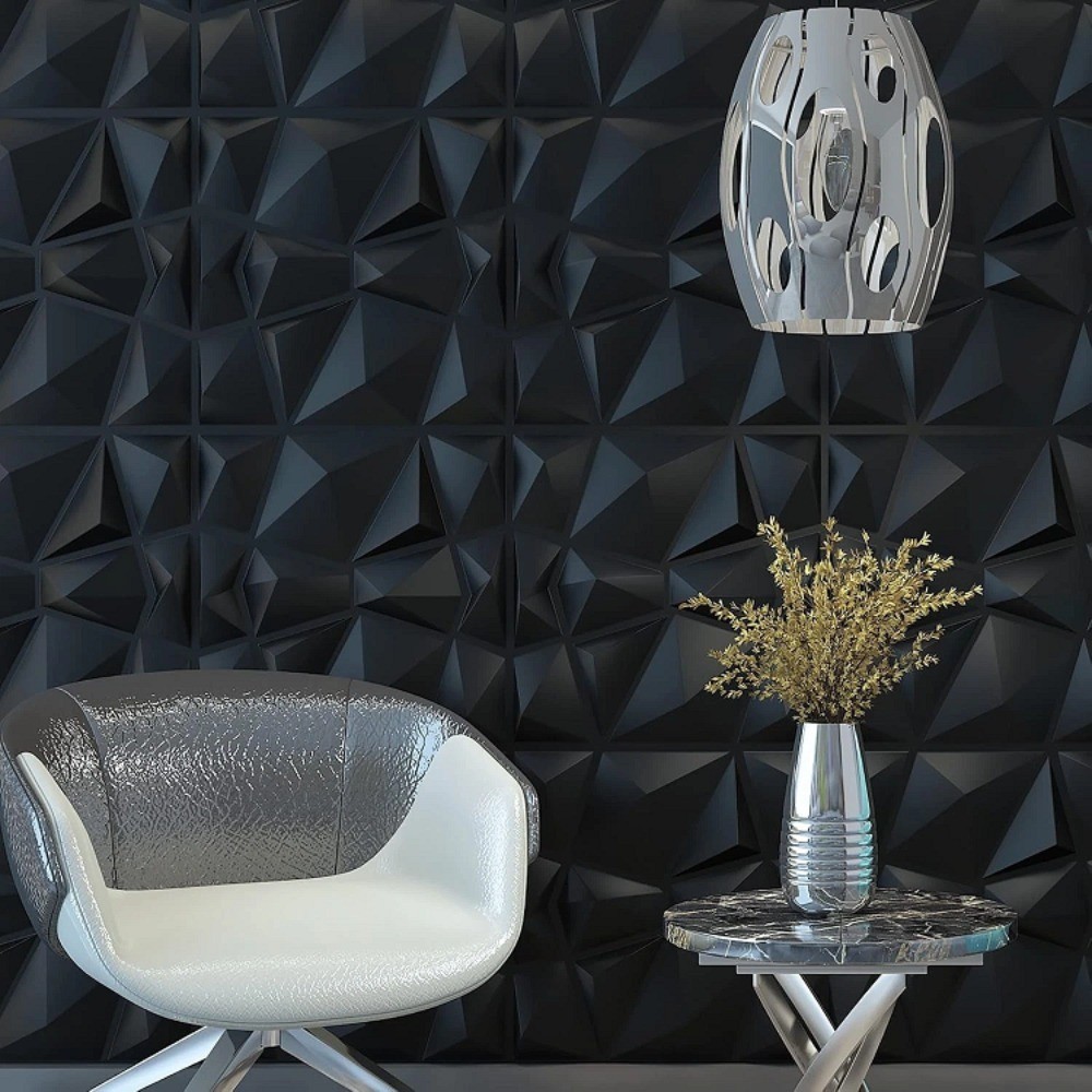 10PCS 3D Wall Panels Diamond Design Textured Accent PVC Wall Background Decor