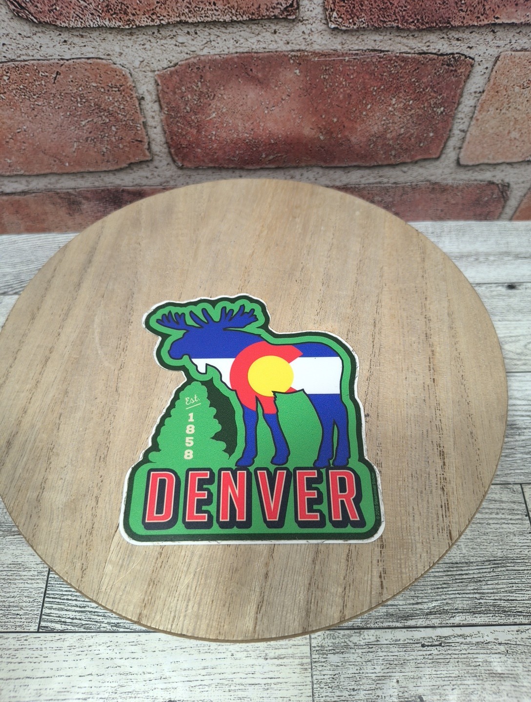 2015 Denver Colorado Sticker Decal Flag Moose Est 1858 Multi-color New