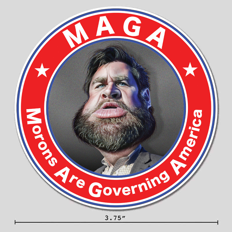 Anti-Trump Sticker MAGA Moron Funny Caricature 3.75″ Vinyl Decal – Vance Version