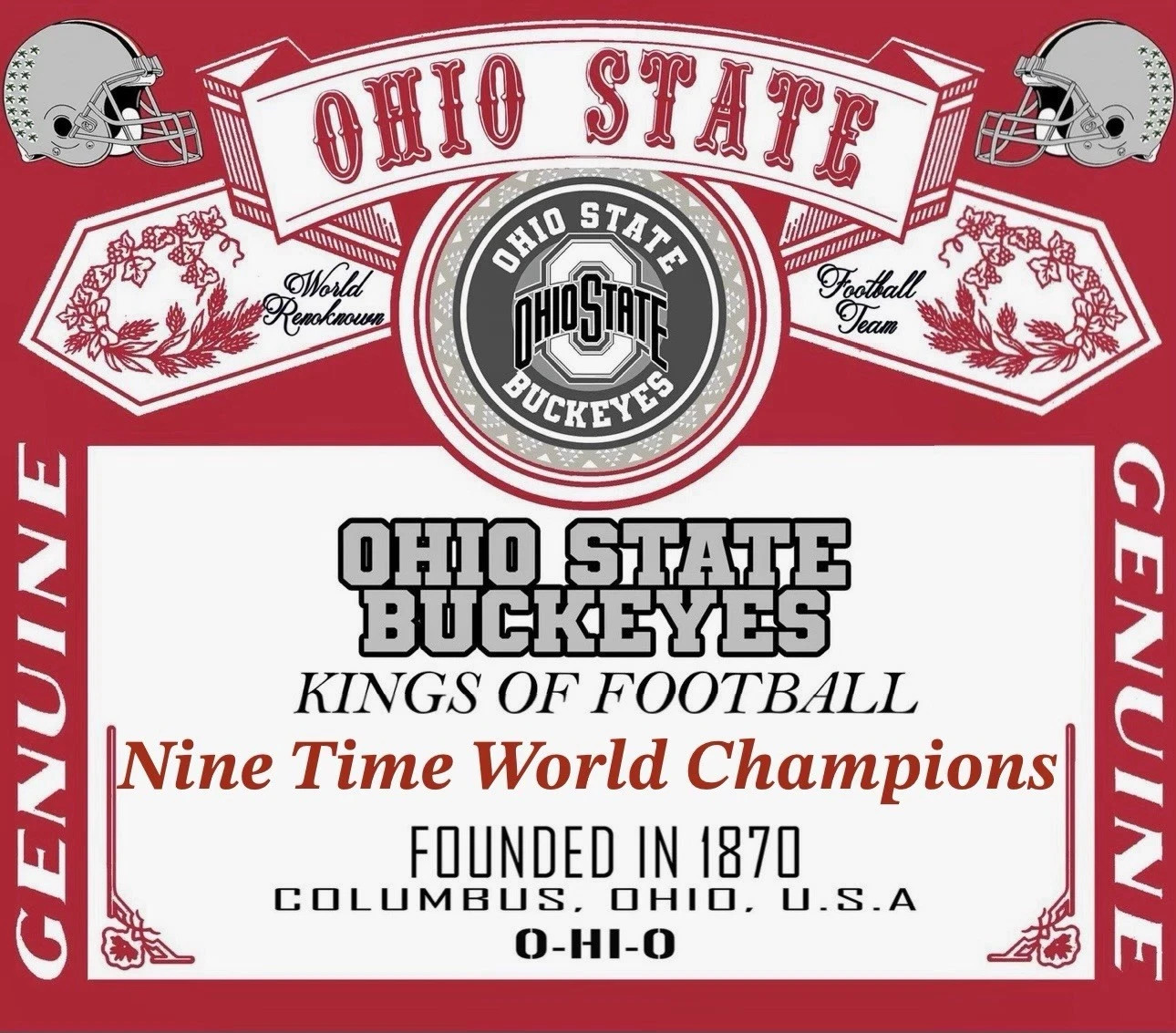 Ohio State Buckeyes Genuine Bud Sticker *NEW* Measures 4″ x 3.5″ O-HI-O