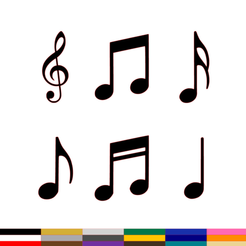 6 Music Notes Decal PICK SIZE COLOR Vinyl Sticker Music Window Wall Laptop Car