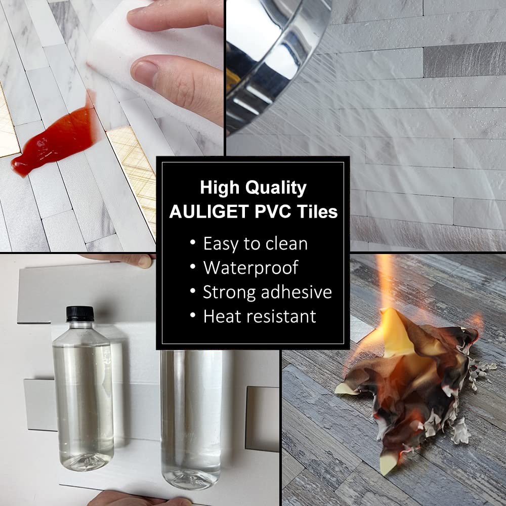 20 Sheets Peel and Stick Backsplash, Distressed Wood Look PVC Wall Tiles Stic…