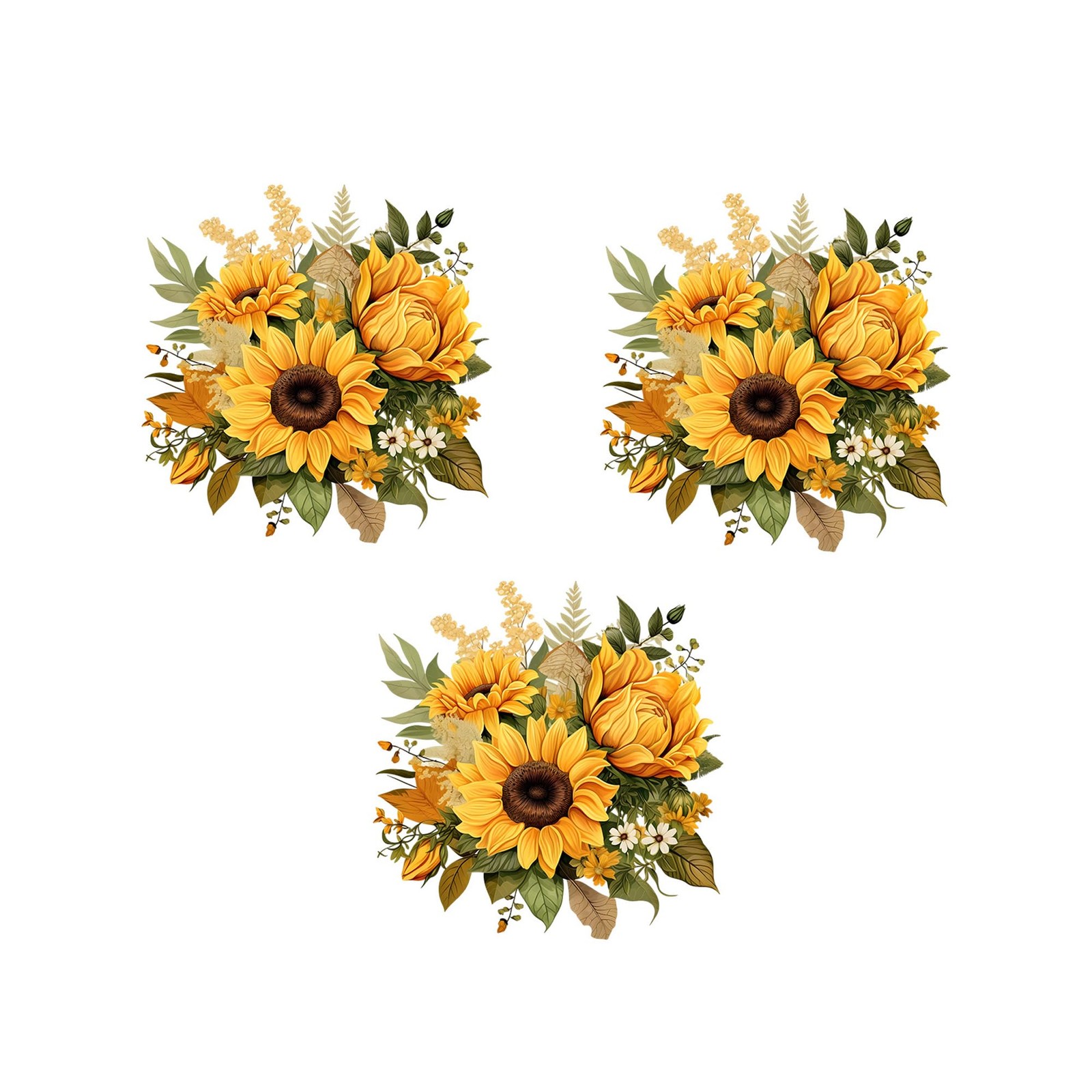 Sunflower Wall Decor Pack of 3 – 11.4×11.4 Inch for Living Room, Kitchen, Bat…