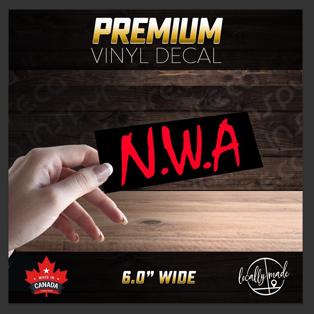 NWA Premium Glossy Black/Red Vinyl Decal Sticker 6.0×2.4″ | Old School Rap N.W.A