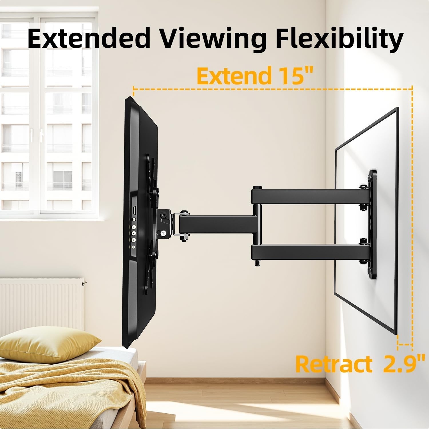 32+ 40 Inch Full Motion TV Wall Mount for 13-43″ Tvs & Monitor, 360° Rotating Sm