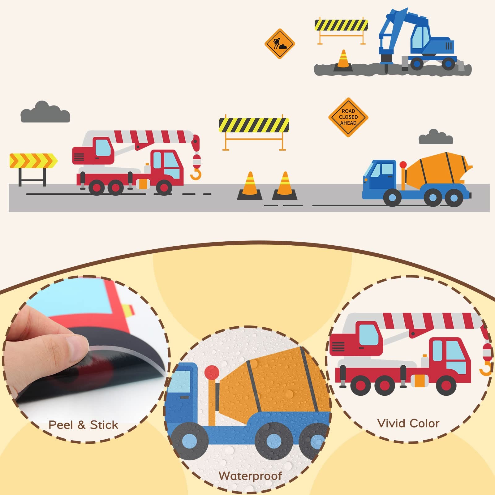 Construction Vehicles Wall Decals Peel and Stick Engineering Vehicles Decals …