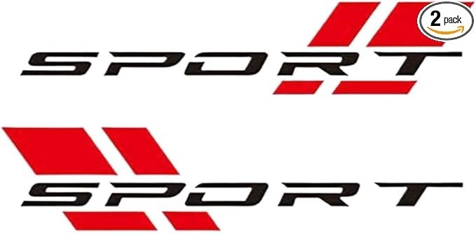 2PCS Car Sport Letter Logo Decal, Reflective Vinyl Decal 2PCS, Black&red