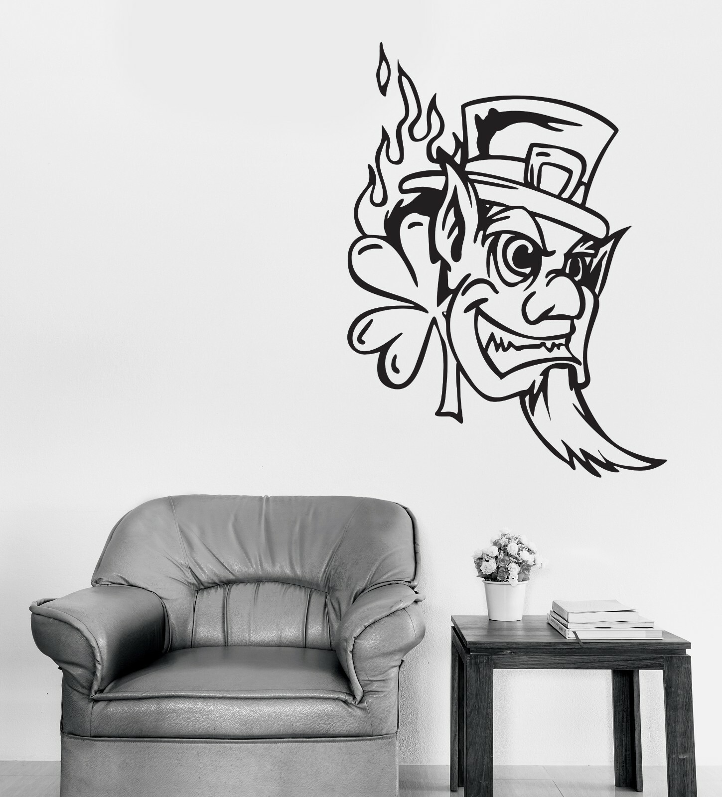 Wall Vinyl Decal Leprechaun Head Ireland Irish Myth Fantasy Sticker (n1367)