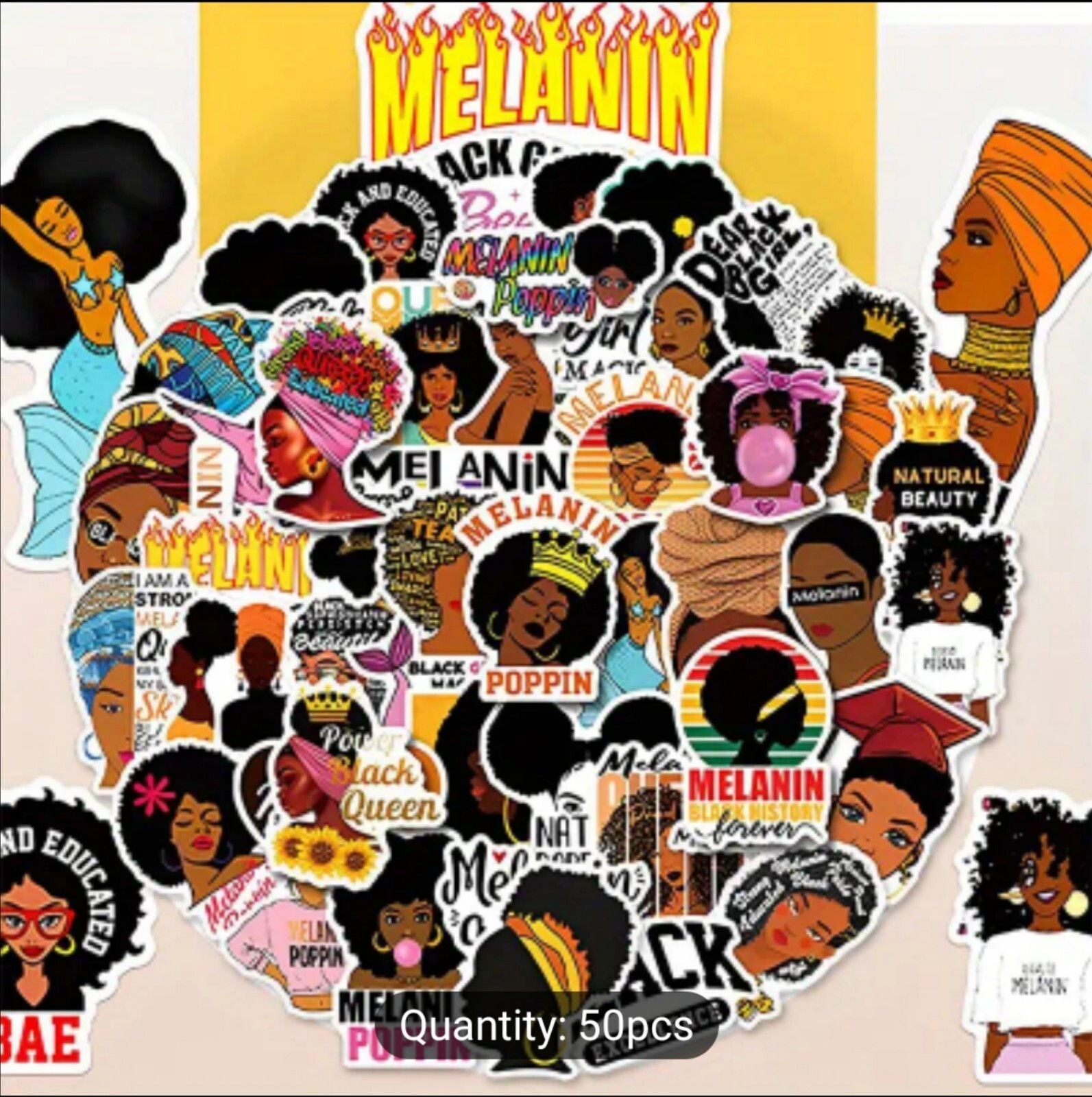 10 PCS Melanin Poppin’ Black Girls Women of Color Stickers BRAND NEW