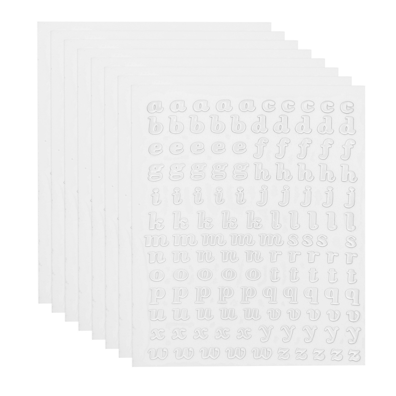 Glitter Letters Sticker 1040 Pcs 8 Sheets 0.12 Inch Adhesive Silver