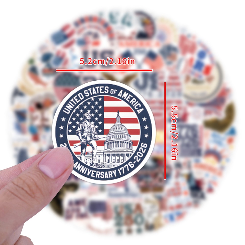 56Pcs USA 250th Anniversary Stickers Patriotic Decals for Luggage Water Bottles