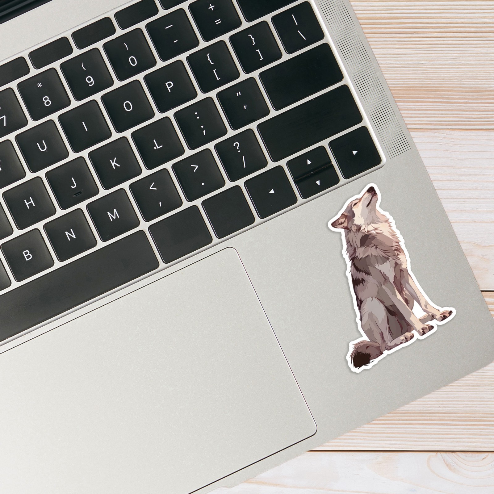 Grey Wolf Sitting – Vinyl Decal Sticker – Car Window Laptop – #54
