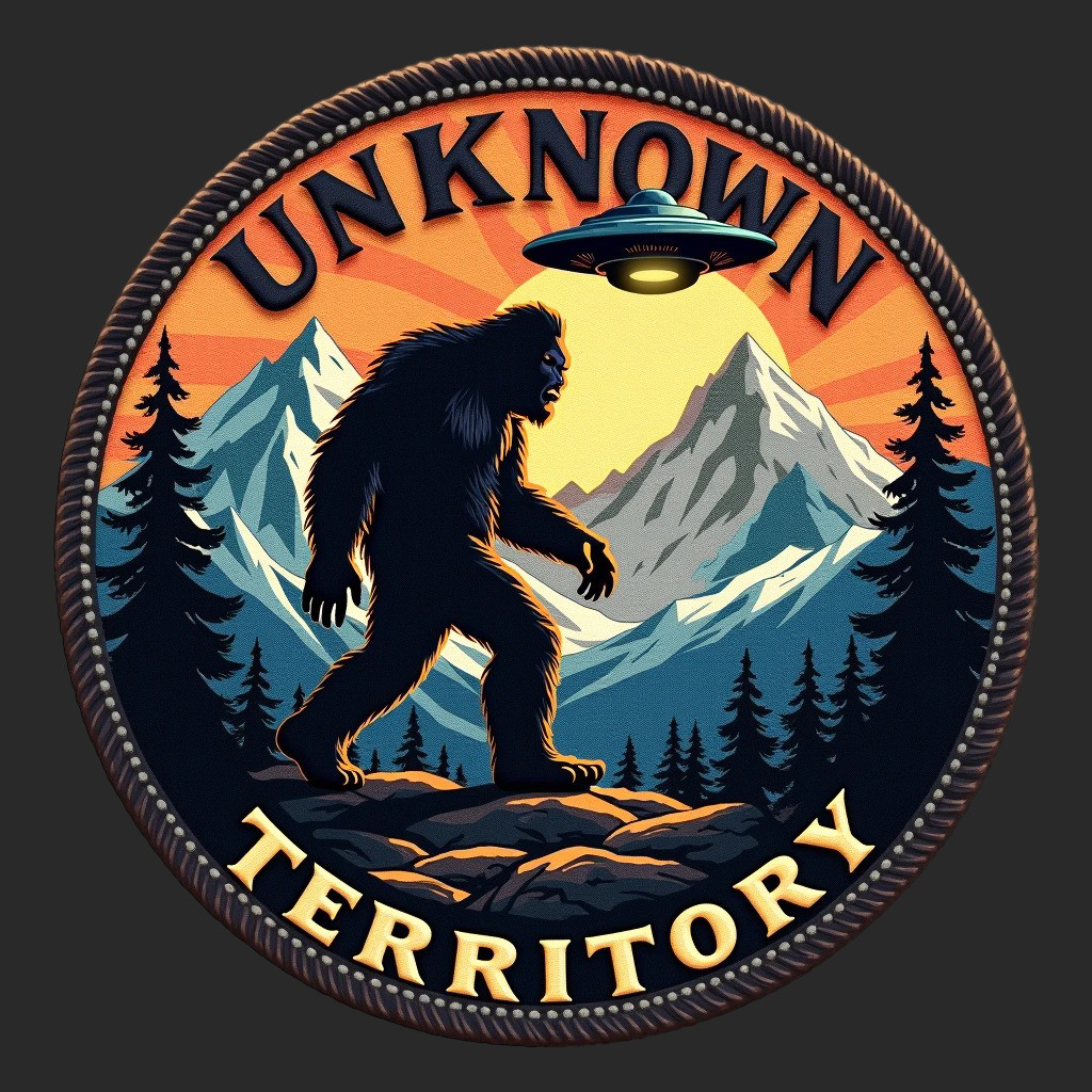 Bigfoot UNKNOWN TERRITORY sticker vinyl decal alien UFO cryptid mountains forest