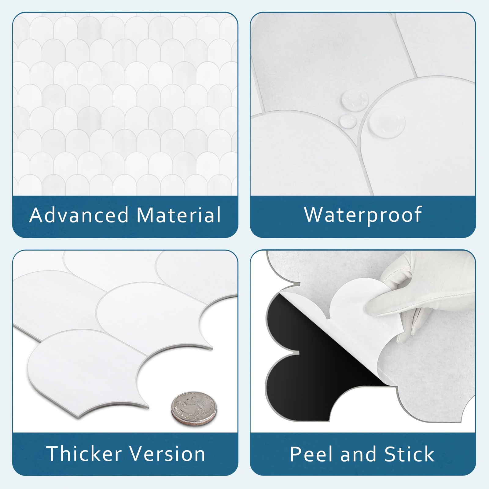 SUNWINGS 10-Sheet Fish Scale Peel and Stick Backsplash Tile, 11.4” x 10.9″ S…