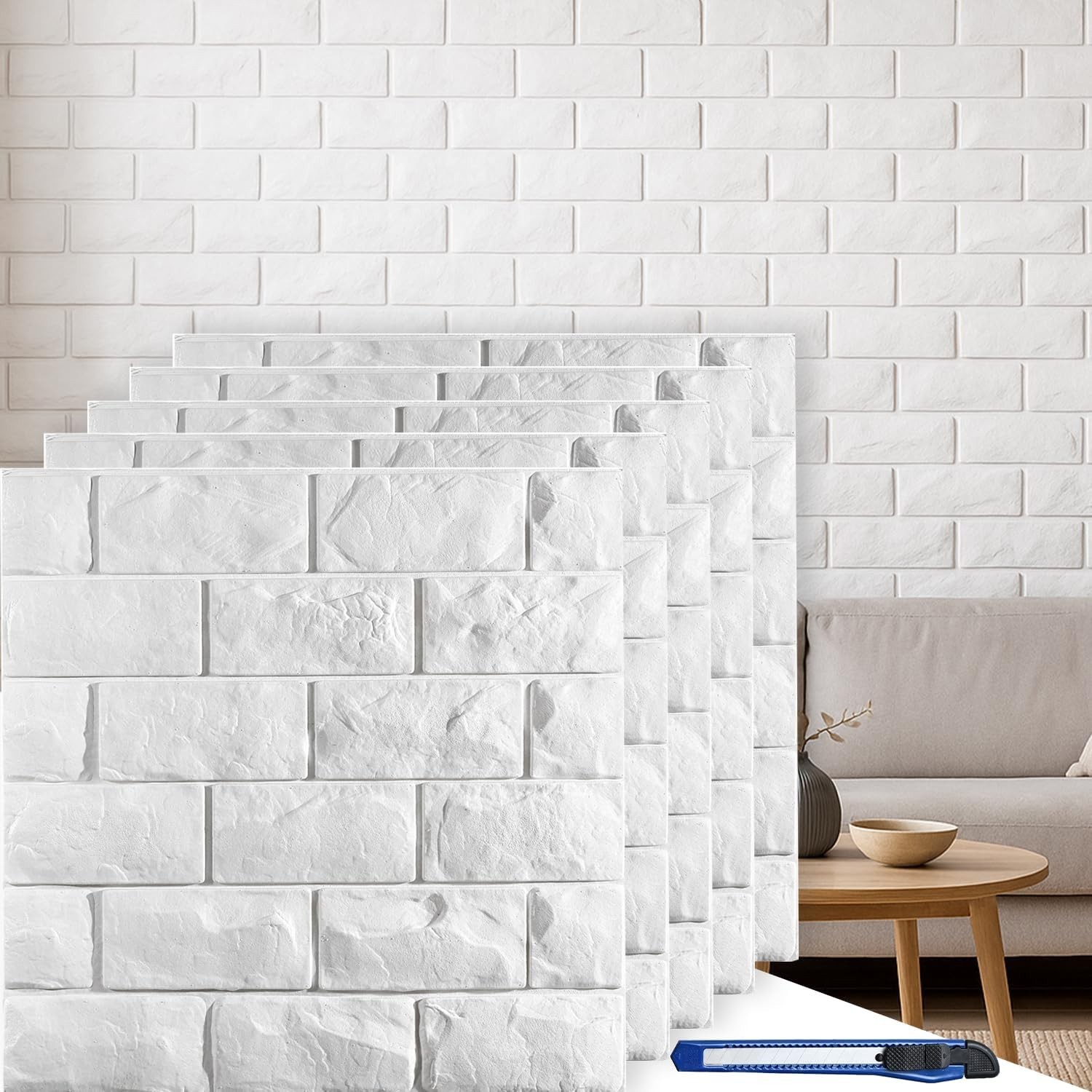 20 Pcs 3D Faux Brick Peel and Stick Wall Panels – Waterproof & Easy to Install