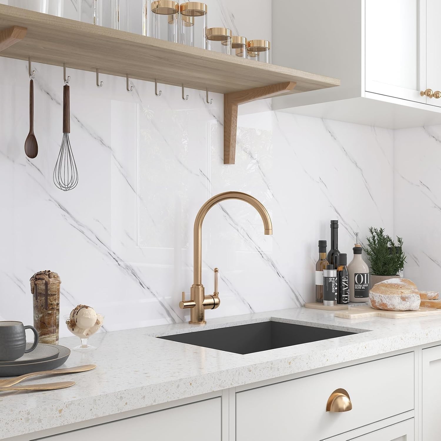 15.8″x317″ Removable Marble Wall Panels for Interior Walls Decor Faux Stone Wall