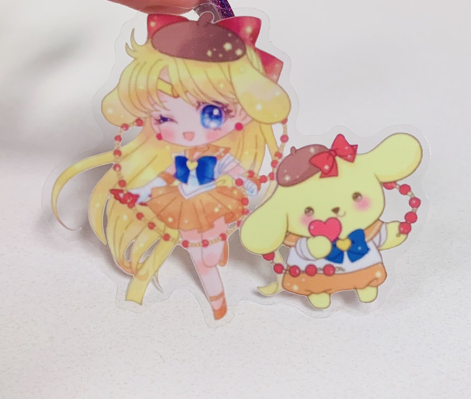 Sailor Venus x Pompompurin Sticker Decal, 3.5” Clear Moon Sanrio Hello Kitty
