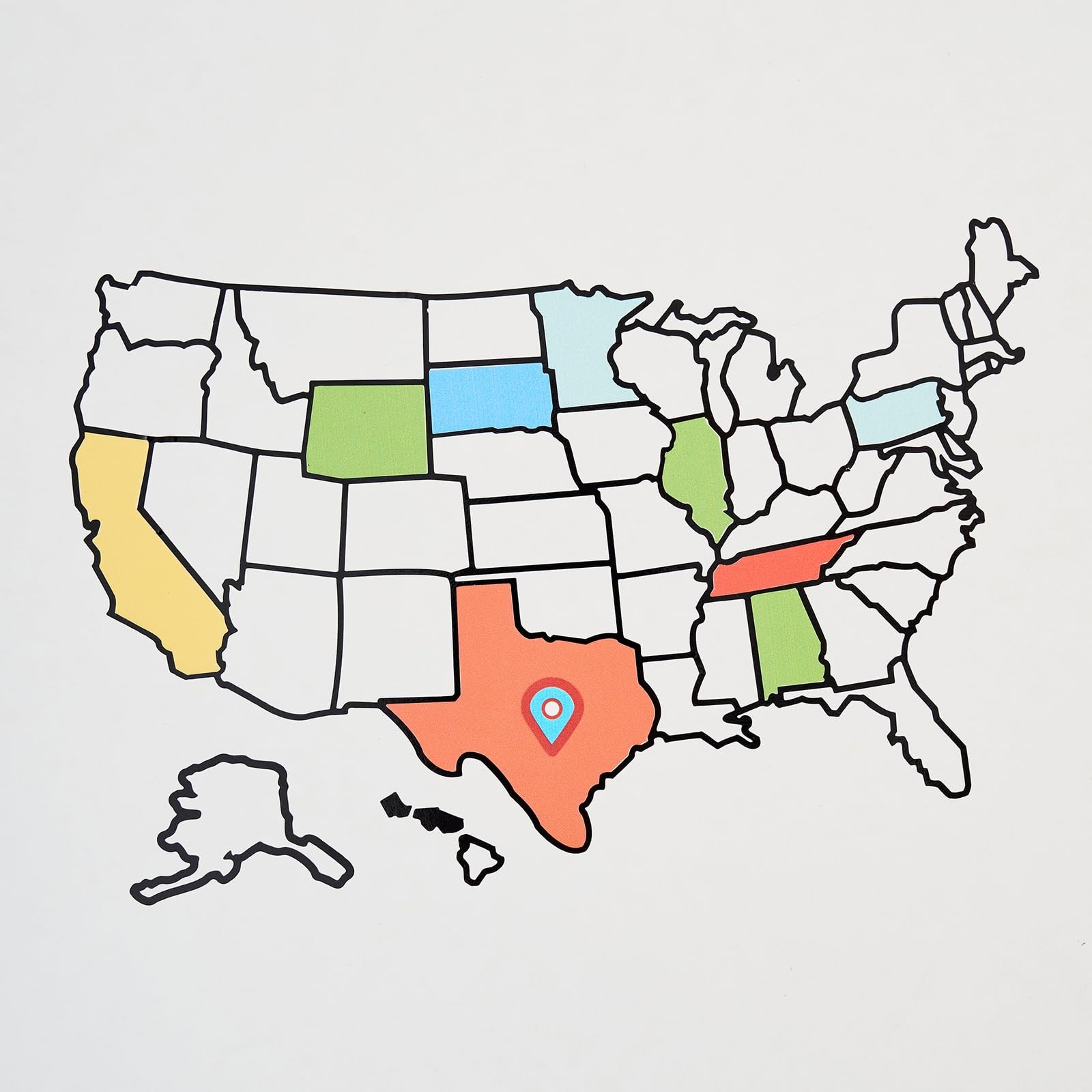 Mini USA Decal Map Tracker, 9.3″ x 6″ Small Size Travel Tracking US 50 State …