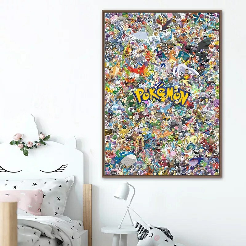 Pokemon Cotton Wall Poster Pikachu Dracaufeu Without Frame Decoration