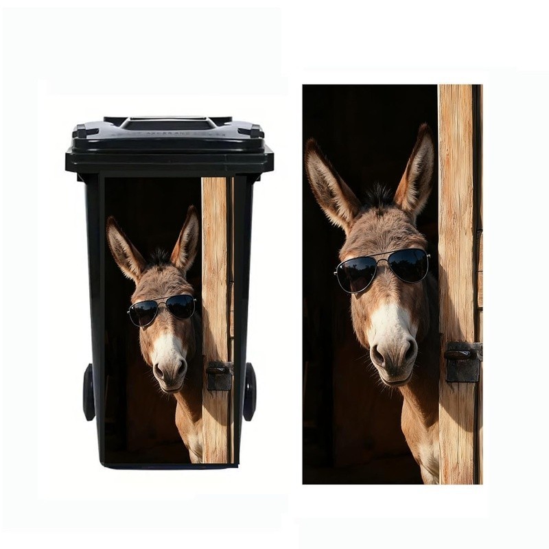 Animal Pattern Trash Can Decal Vinyl Sticker Outdoor Large Garbage Bin New