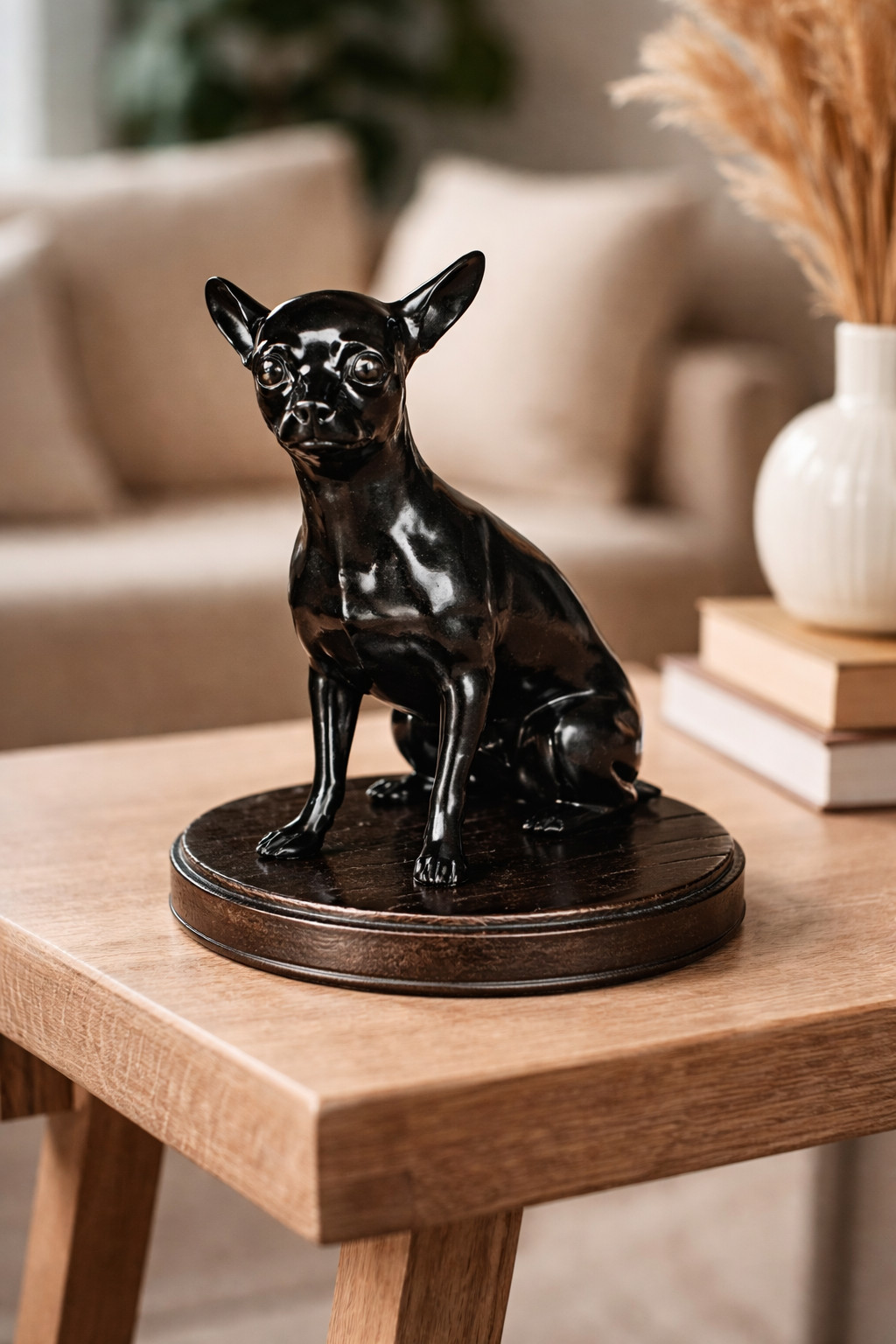 Handmade Ceramic Chihuahua Dog Figurine Art Statue Home Decor Collectible