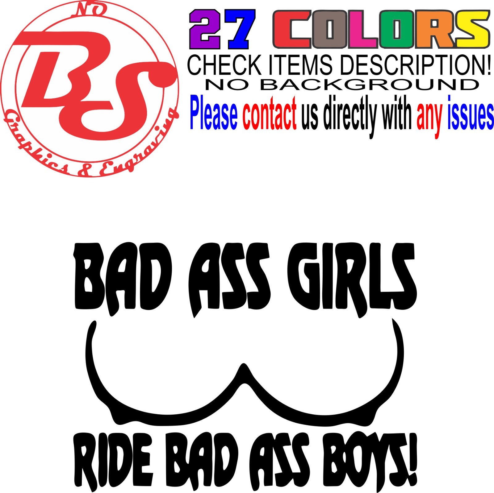 6″ Bad Ass Girls Ride Badass Boys Decal Funny Window Racing Suv Truck USA noBS