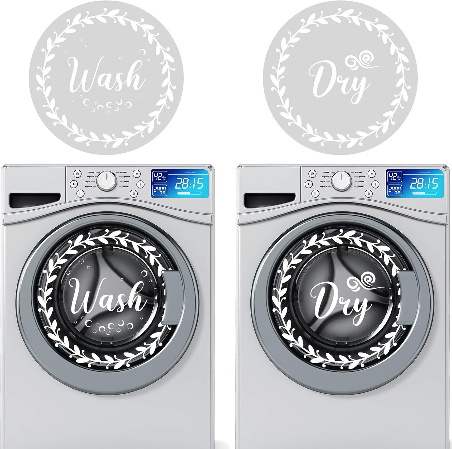 4 Pieces Wash and Dry Decal Sticker Quote Wash Dry Vinyl Laundry Stickers Machin