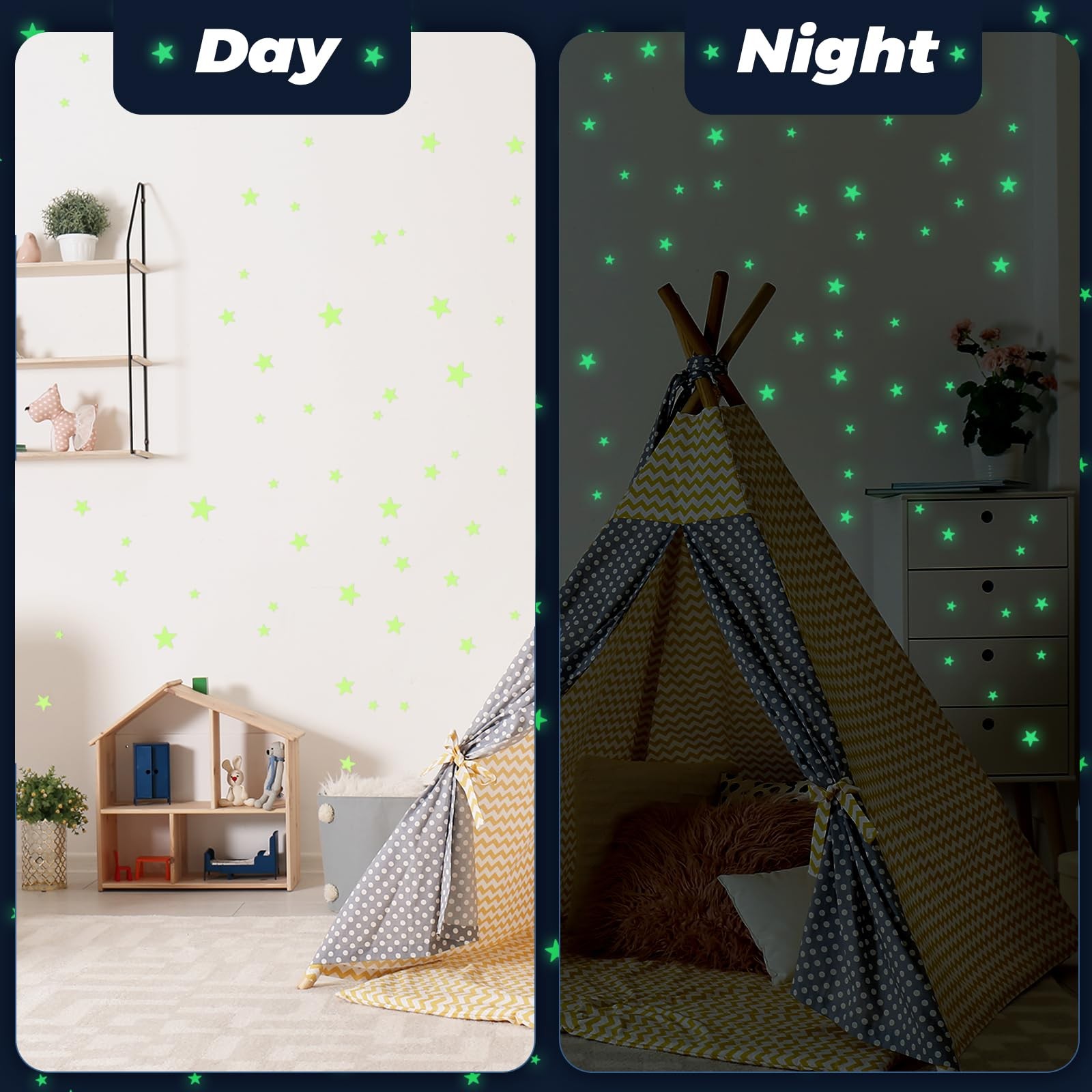 Glow in The Dark Stars Stickers for Ceiling, 514Pcs 3D Room Wall Decor Ceiling S